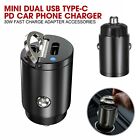 Dual Usb Type-C Car Fast Charger Adapter Cigarette Lighter Socket For Cell Phone