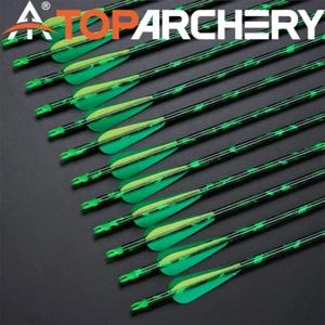 30" Hunting Arrows Archery Carbon Arrows Spine 500 for Compound Recurve Bow - Picture 1 of 32