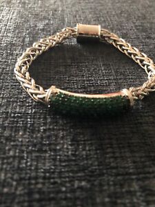 NY Closeout Emerald Bracelet in Rhodium Over S. Silver (7.25 In) (18 g) 2.5 ctw