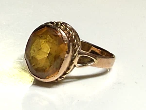 Vintage Gold Ring 9ct Yellow Gold Yellow Stone Citrine 3.99g Size N - Picture 1 of 16