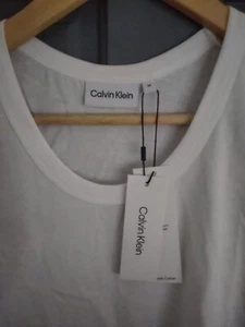 Calvin Klein White Vest Top. Relaxed Fit. Racerback. NEW With Tags. Size M - Picture 1 of 13