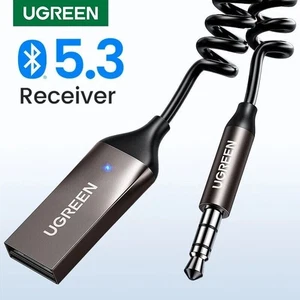 Ugreen Bluetooth 5.3 Odbiornik samochodowy USB Adapter pomocniczy 3,5 mm Kabel audio Szary - Zdjęcie 1 z 8