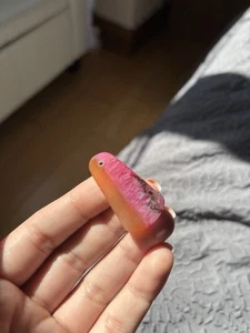 Pfirsichblas Onyx Druzy Geode Achat Trapez Anhänger für Halskette - Bild 1 von 2