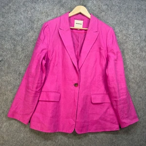 Boden Blazer Womens Size UK 20 Fuchsia Pink Linen Cotton Single Breasted Pockets - Picture 1 of 11