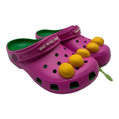 Zuecos clásicos Crocs Barney NIÑOS talla C 13 zapatos sin cordones I Love You You Love Me Foto 1 de 4