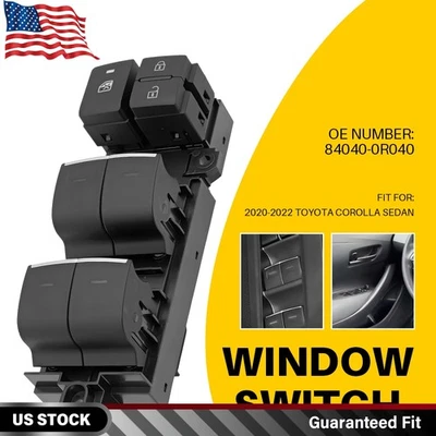 Interruptor de ventana eléctrica del lado del conductor delantero para Toyota Corolla sedán 2020-2022 negro Foto 1 de 4