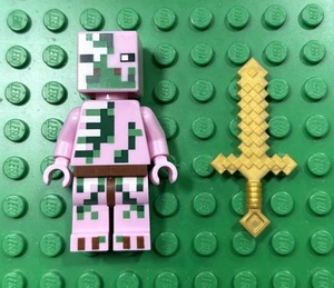 LEGO Zombie Pigman Minifigure min021 Minecraft 21122 21130 21139 Lot Rare - Picture 1 of 2