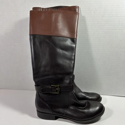 Botas de montar Isaac Mizrahi 6 medianas de cuero marrón dos tonos Foto 1 de 4