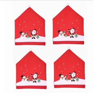 8 Weihnachten Weihnachtsmann Stuhlhussen Mütze Stuhlabdeckung Stuhlbezug Party - Bild 1 von 7