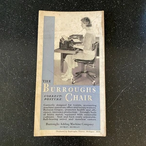 Burroughs Adding Machine Typist Chair Detroit Vintage Pubblicità Blotter - Foto 1 di 2