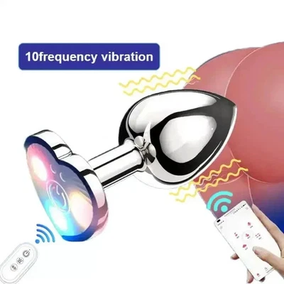 Light Up Vibrating Butt Plug Anal Toy With App Remote Control Couples Women Men - Image 1 of 4