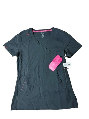 Blusa Médica KOI Lite Para Mujer Philosophy Simulada Envoltura Lateral Cremallera Sólida Nueva Carbón Foto 1 de 4