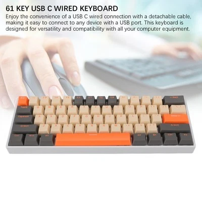 61 Key Mechanical Keyboard 60% Layout Red Switch RGB Backlit USB C Wired H VA - Image 1 of 4