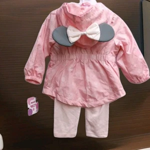 NWT Disney Junior Minnie Mouse 3PC Outfit Jacket Bodysuit Pants Girl 18 Mo Hood  - Picture 1 of 13