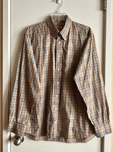 Burberry Mens Button Down LS Collared Nova Check Shirt – Large – EUC - Picture 1 of 4