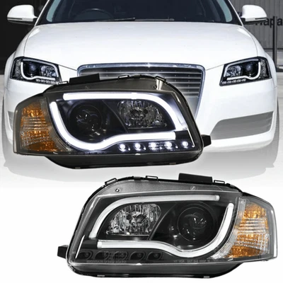 LED Scheinwerfer LightTube Set für Audi A3 8P 2003-2008- in schwarz - Bild 1 von 4