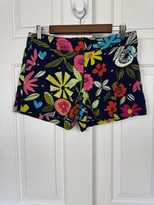 Trina Turk Navy Pink Orange Floral Shorts Women’s Size 6 - Picture 1 of 7