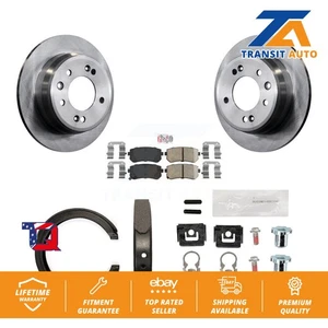 Rear Disc Rotors Ceramic Pads Parking Shoes & Hardware Kit For Kia Sportage FWD - Picture 1 of 12