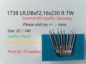 1738 LR DBxF2 16x230 R TW S=22/140 Leather Point Sewing machine Needles - Picture 1 of 4