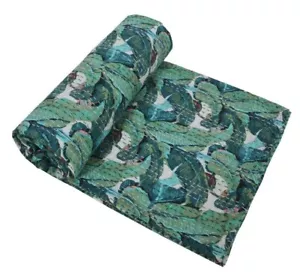 Indian Kantha Floral Print Quilt Bohemian Throw Blanket Bedding Bedspread Art - Picture 1 of 6