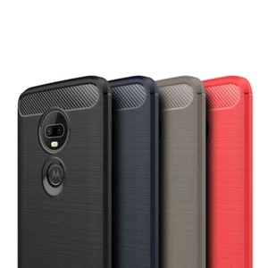 Motorola Moto G7 TPU Etui na telefon komórkowy Włókno węglowe Szczotkowane etui ochronne Bumper Cover - Zdjęcie 1 z 12
