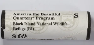 2018-S Block Island RI America The Beautiful Quarter Bank Roll - Picture 1 of 3
