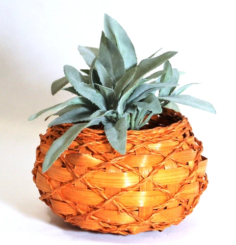 Basket Wicker Orange Woven Bowl Small Plant Holder Cover