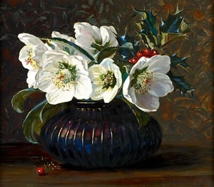 Florence Westwood Whitfield : "Christmas Roses" (1880) � Giclee Fine Art Print - Picture 1 of 7