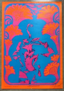 The Wildflower Original Poster Victor Moscoso Kunst signiert Neon Rose - Bild 1 von 4