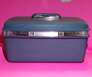 Vintage Samsonite Saturn II Travel Train Case Beauty Carry-On Luggage Denim Blue - Picture 1 of 8