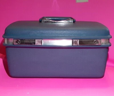 Vintage Samsonite Saturn II Travel Train Case Beauty Carry-On Luggage Denim Blue - Image 1 of 4