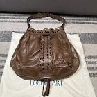 lockheart cut out lace leather purse brown Zipper Extender Front Pockets Hobo