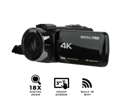 Vivitar 4K HD Digital Video Camera with Wifi, Built in Night Vision