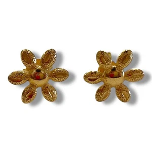Orecchini a Fiore in oro giallo 750% con chiusura a farfallina - Foto 1 di 5