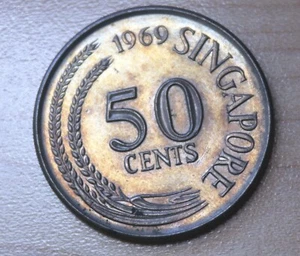1969 Singapore 50 Cents Lion Fish - Picture 1 of 2