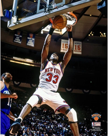Patrick Ewing Knicks UnSigned 97 EC Finals Two Handed Slam Dunk vs Hornets Photo Cover