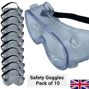 Safety Goggles Protective Glasses Googles Air Vent Lab Eye Protection PACK OF 10 - Picture 1 of 11