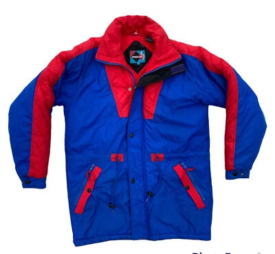 Chaqueta aislante vintage Sasson roja y azul colorblock con detalles acolchados talla M Foto 1 de 4