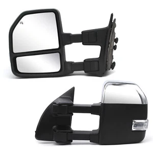 LH RH Side Manual Tow Mirrors Fits 2002-2016 Ford F350 F550 Super Duty Chrome - Picture 1 of 12