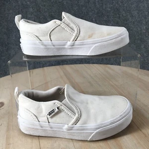 Vans Shoes Youth 11 Boys Off The Wall Classic Slip On Loafer 500714 White Canvas - Picture 1 of 15