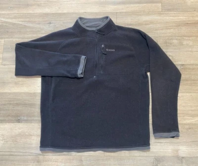 Simms Mens L Charcoal Gray 1/4 Zip Guide Fleece Stretch Top Sweatshirt - Image 1 of 4