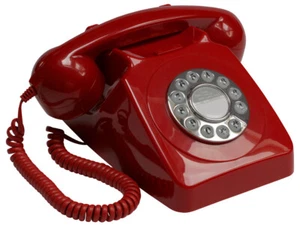 GPO 746ROTARYRED Retro Telefon Wählscheibe 70er Jahre Design Rot Analog Kabelgeb - Zdjęcie 1 z 3