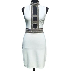 Bebe Embellished Cage Mini Dress Size 4 - Picture 1 of 7