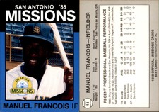 Manuel Francois 1988 Best San Antonio Missions #14 Card *AutographDen*