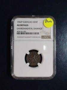 1942 P Curacao Cent NGC AU Details BRONZE 1C Coin PRICED TO SELL!  - Picture 1 of 4