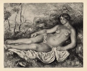 Amazing 1919 RENOIR Limited on Japon Engraving "Nude Lounging" SIGNED FRAMED COA - Bild 1 von 2