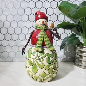 Jim Shore Heartwood Creek Jolly Snowman with Pipe 2014 Christmas Figurine 9.5" - Picture 1 of 17