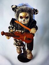 Vtg Leopard Cat Jester Circus Clown Porcelain Artist Doll Unicycle Music Mardi 
