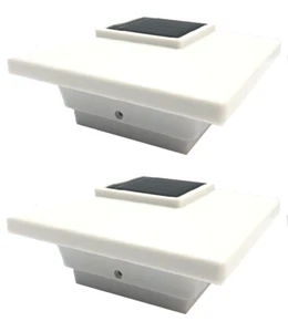 Solar Post Cap Deck Light 4x4 White Low Profile 4 SMD LEDs Sun (2 Pack) PL251 - Picture 1 of 10