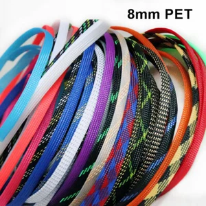 Ø8mm PET Expanding Braided Sleeving Wire Cable Harness Sheathing Various Colors - Picture 1 of 38